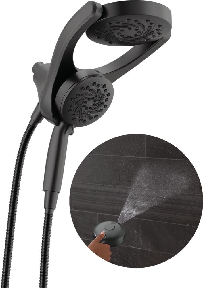 Delta 5-Setting HydroRain 2-in-1 Dual Shower Head with ProClean Spray, Brushed Nickel High Pressure Shower Head with Handheld Spray, 1.75 GPM Flow Rate, Satin Nickel 75419SN