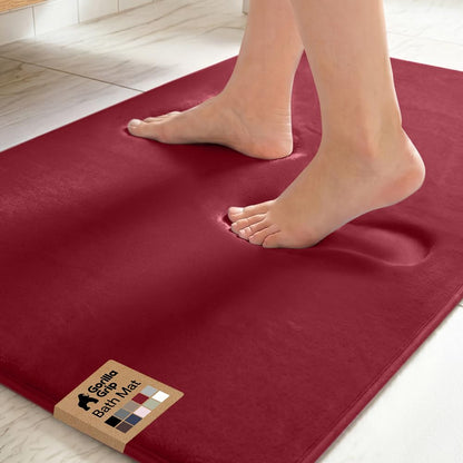 GORILLA GRIP® Memory Foam Bath Rug for Bathroom, 24x17 Gray