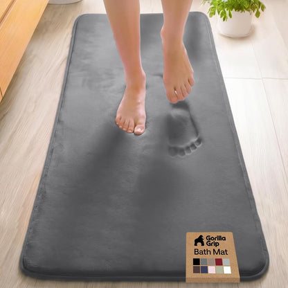GORILLA GRIP® Memory Foam Bath Rug for Bathroom, 24x17 Gray