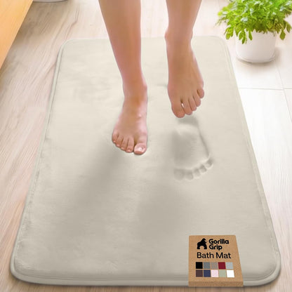 GORILLA GRIP® Memory Foam Bath Rug for Bathroom, 24x17 Gray