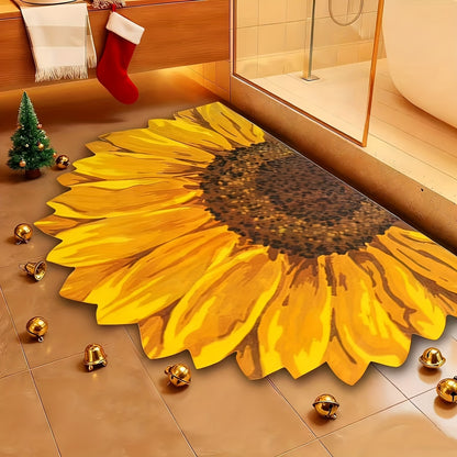 Sunflower Floral Super Absorbent Non-Slip Bathroom Mat - Super Absorbent Quick Drying Soft Shower Mat, Soft And Decorative, Easy to Clean, Great for Tubs And Showers, Home Decor Foot Mats, Bathroom Mats | Rubber Backed Mats