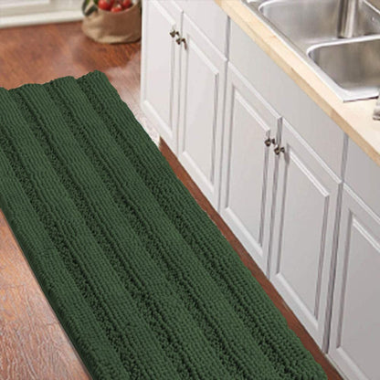 Turquoize Bathroom Runner Rug 17"x47", Soft Absorbent Chenille Bath Rug