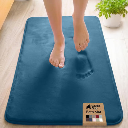 GORILLA GRIP® Memory Foam Bath Rug for Bathroom, 24x17 Gray