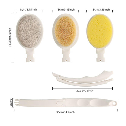 LFJ 19" Long Handle Shower Sponge Brush Set