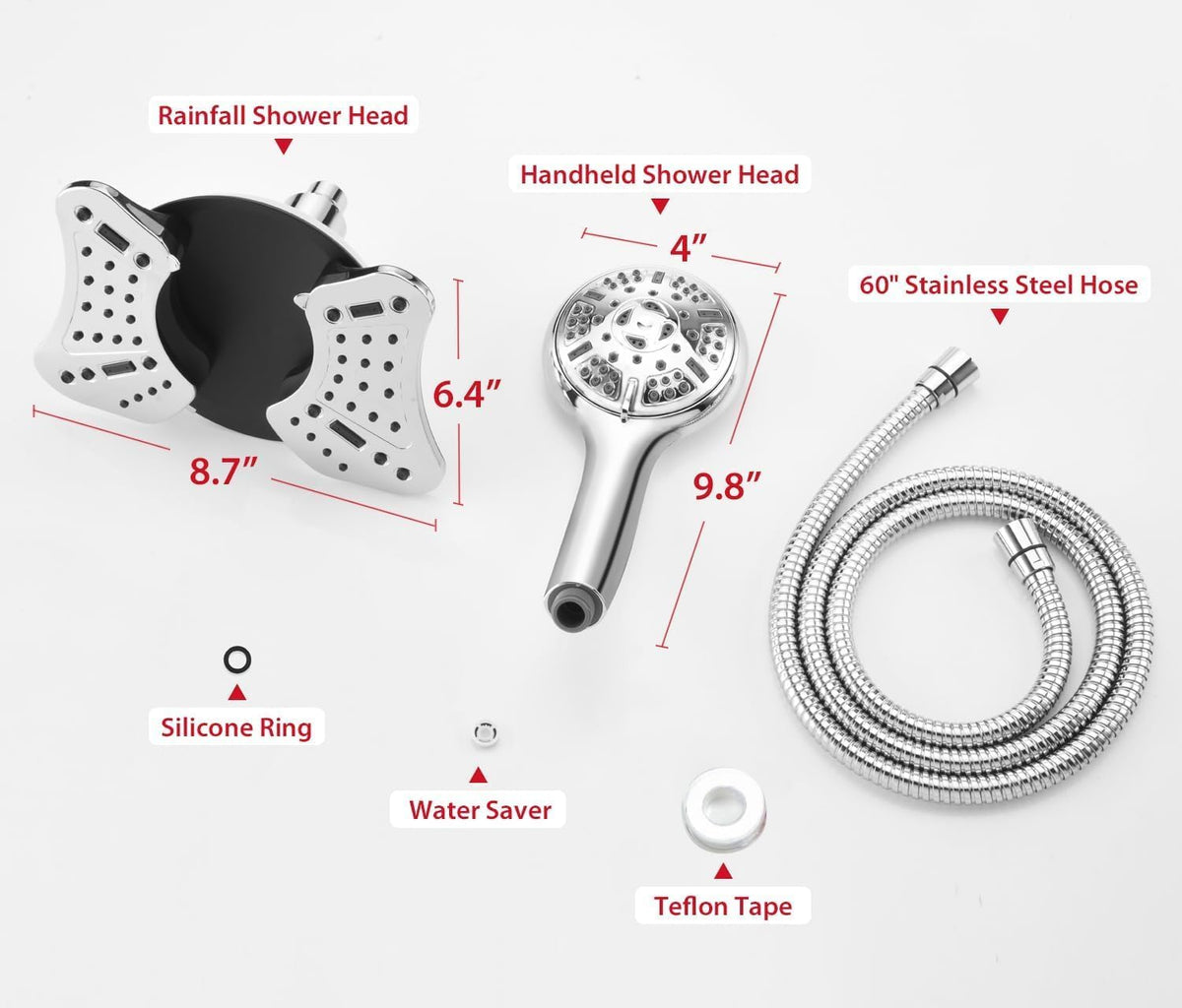 GRICH Shower Head with Handheld Spray - Dual High Pressure Showerhead