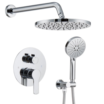Iriber Brushed Gold Shower Head with Handheld,Rain Shower System Faucet Set