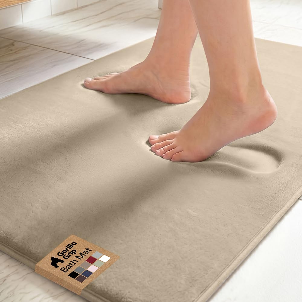 GORILLA GRIP® Memory Foam Bath Rug for Bathroom, 24x17 Gray