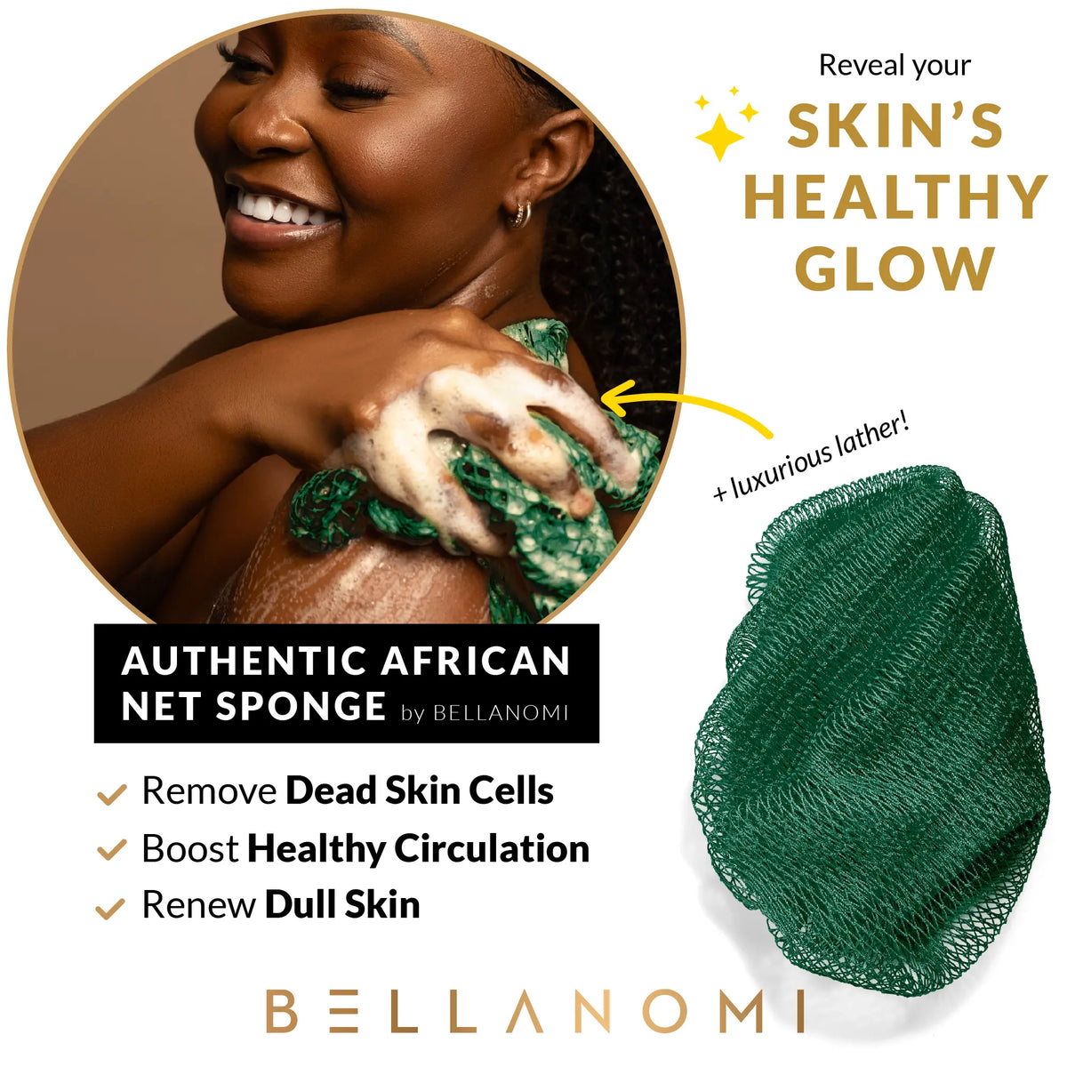 African Exfoliating Net Sponge, Authentic Ethically Sourced from Nigeria Body Scrubber