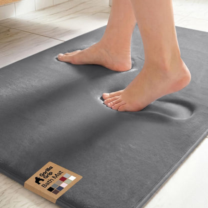 GORILLA GRIP® Memory Foam Bath Rug for Bathroom, 24x17 Gray