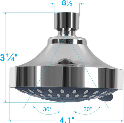AISOSO High Pressure Rain Shower Head 2PCS 5 Modes 4.1 Inch Chrome