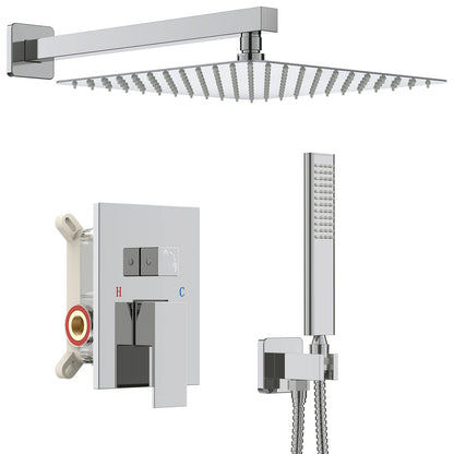 Iriber Brushed Gold Shower Head with Handheld,Rain Shower System Faucet Set