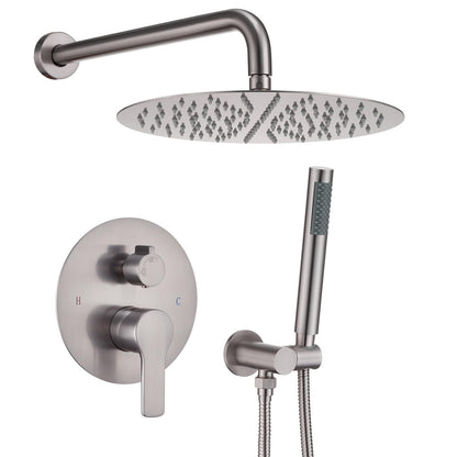 Iriber Brushed Gold Shower Head with Handheld,Rain Shower System Faucet Set