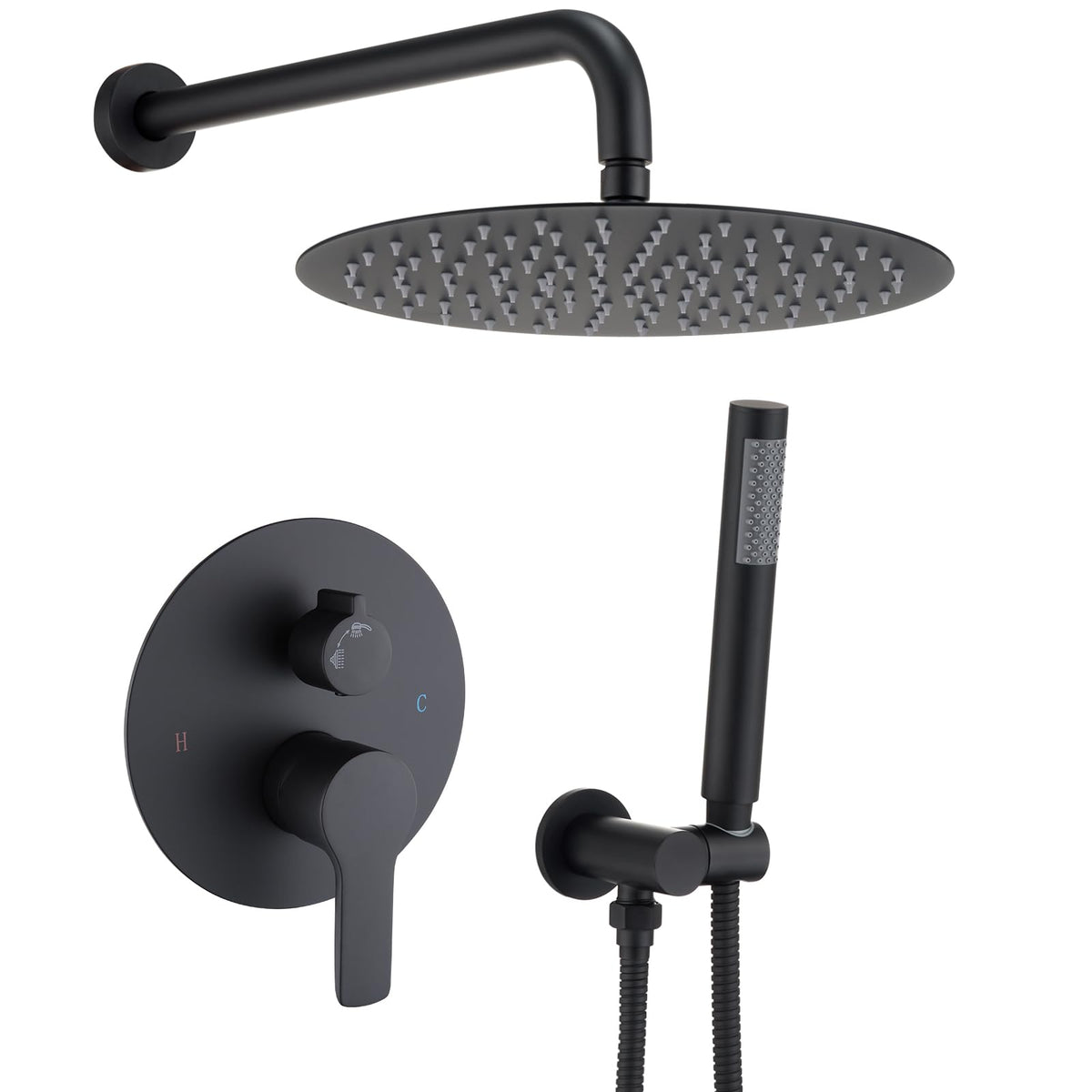 Iriber Brushed Gold Shower Head with Handheld,Rain Shower System Faucet Set