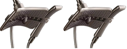 BRIGHT SHOWERS High Pressure Shower Head Combo with Two Spray Setting Fixed Shower Head and Two Spray Settings Handheld Shower Head with Grey Face, Brushed Nickel
