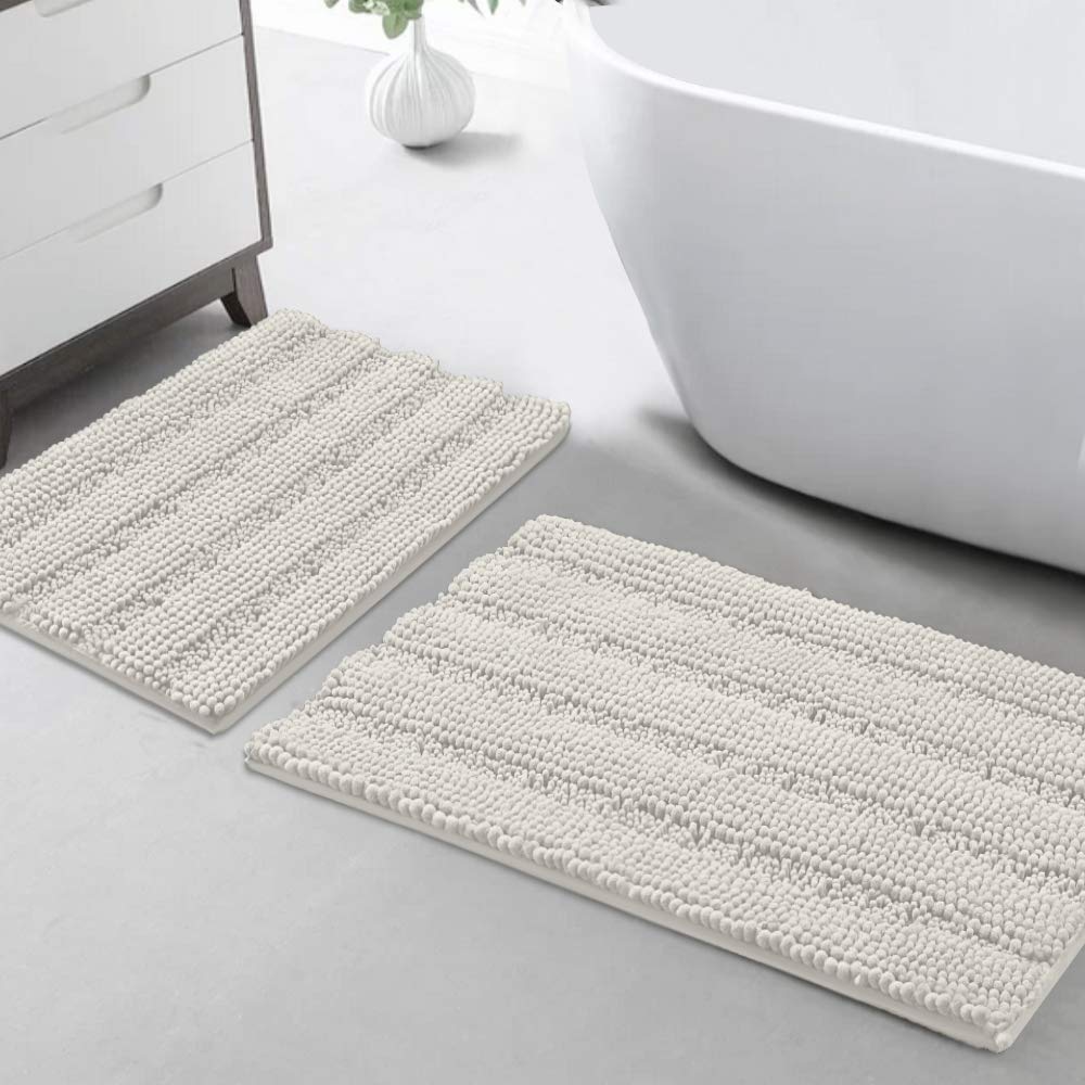 Turquoize Bathroom Runner Rug 17"x47", Soft Absorbent Chenille Bath Rug