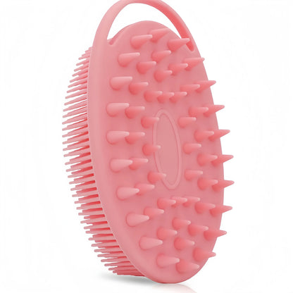 100% Silicone Body Scrubber - 2-in-1 Loofah Brush with Built-in Scrub Pad, Sensitive Safe Bath & Shampoo Brush for Exfoliating Cleaning, Lathers Well (Suitable for Sensitive Skin)