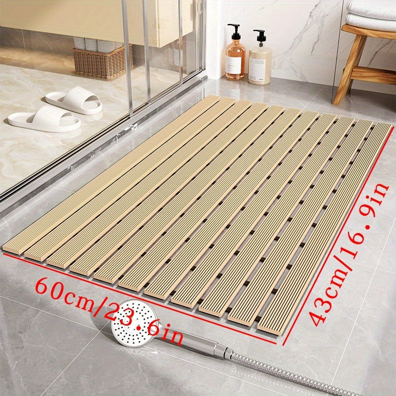 1pc of Dongyang brand Christmas PVC anti slip bathroom mat, bathroom mat with rubber backing and drainage holes, soft shower mat, suitable for bathtub, shower floor mat, bathroom mat, simple and stylish bathroom decoration mat, 16.9 * 23.6 inches, Best fo