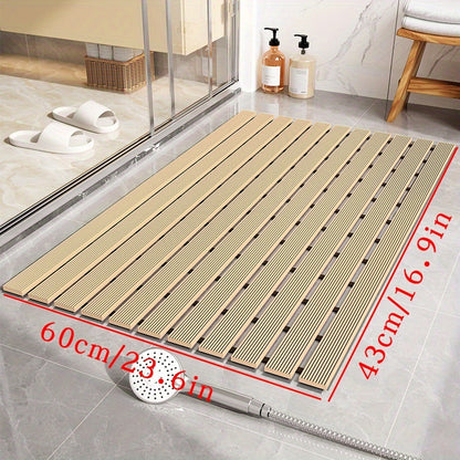 1pc of Dongyang brand Christmas PVC anti slip bathroom mat, bathroom mat with rubber backing and drainage holes, soft shower mat, suitable for bathtub, shower floor mat, bathroom mat, simple and stylish bathroom decoration mat, 16.9 * 23.6 inches, Best fo