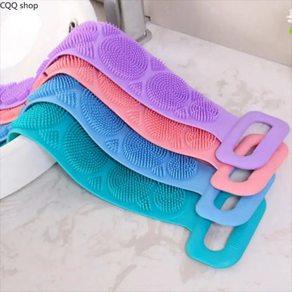 1-2 PCS Silicone Body Exfoliating Bath Set, Back Scrubber Strap with Bath Sponge Massage Brush, Double-Sides Deep Cleanse Shower Accessory for Skin Care,sohochic