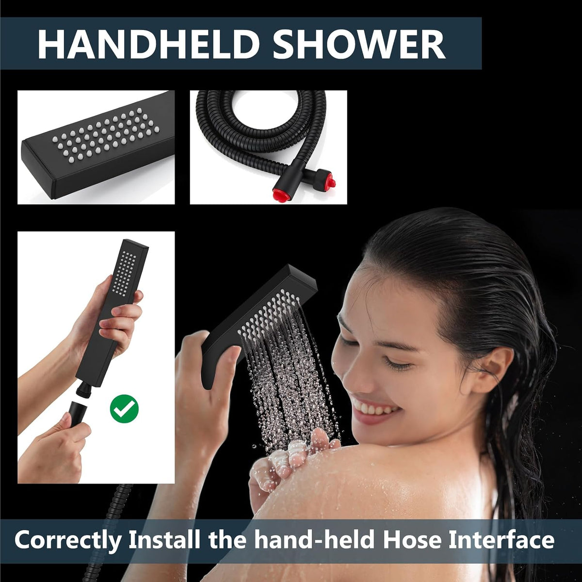 Aolemi Shower Faucet Set with Handheld Matte Black 8 Inch Head
