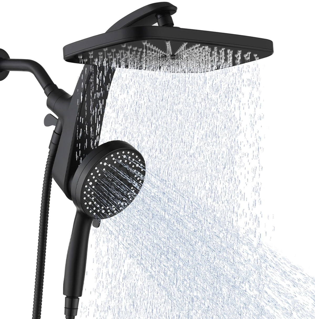 Rain Shower Head with Handheld Showerhead, Black 1.8GPM 460311