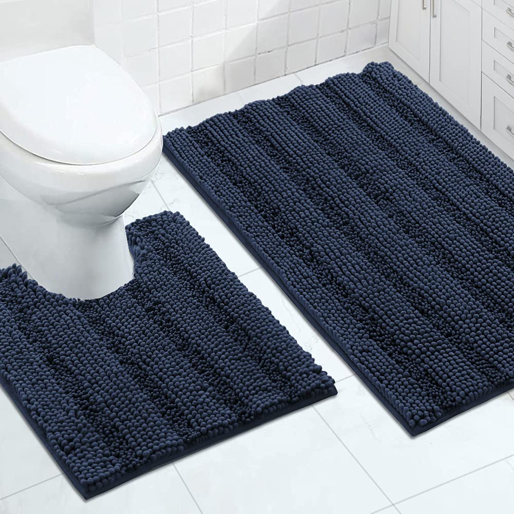 Turquoize Bathroom Runner Rug 17"x47", Soft Absorbent Chenille Bath Rug