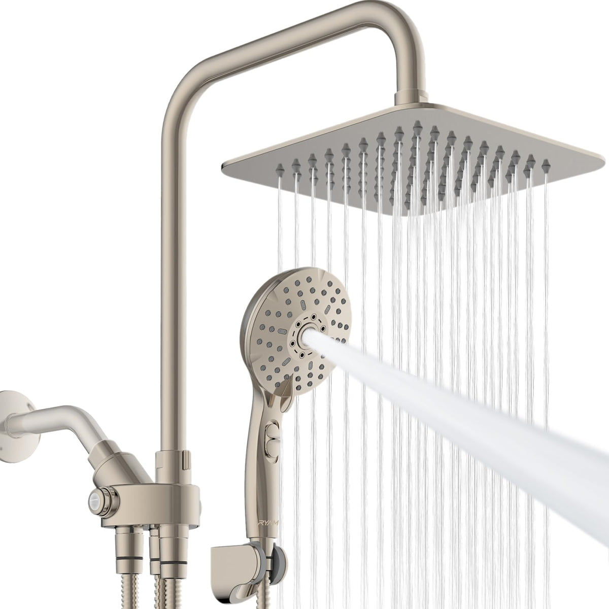 Ryamen Dual Shower Head Combo, 8'' Rain Shower Head with Handheld Spray