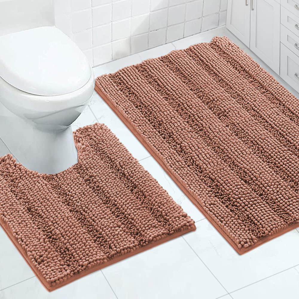Turquoize Bathroom Runner Rug 17"x47", Soft Absorbent Chenille Bath Rug