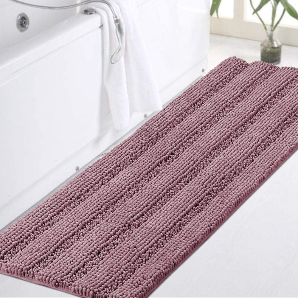 Turquoize Bathroom Runner Rug 17"x47", Soft Absorbent Chenille Bath Rug