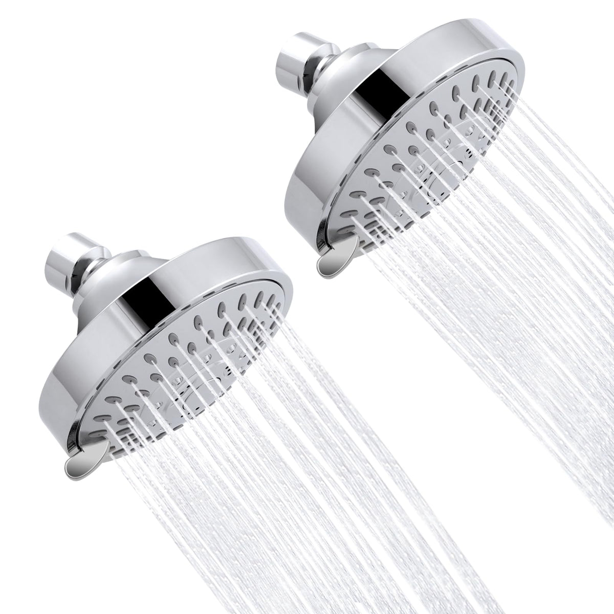 AISOSO High Pressure Rain Shower Head 2PCS 5 Modes 4.1 Inch Chrome