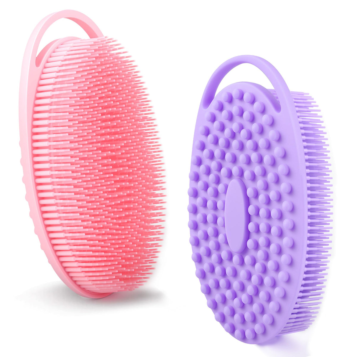 2 Pack Silicone Body Scrubber for Shower, Soft & Gentle Loofah Alternative for Sensitive Skin, Quick-Drying & Hygienic Body Wash Scrubber Brush for Women, Men & Kids (Blue & Green)