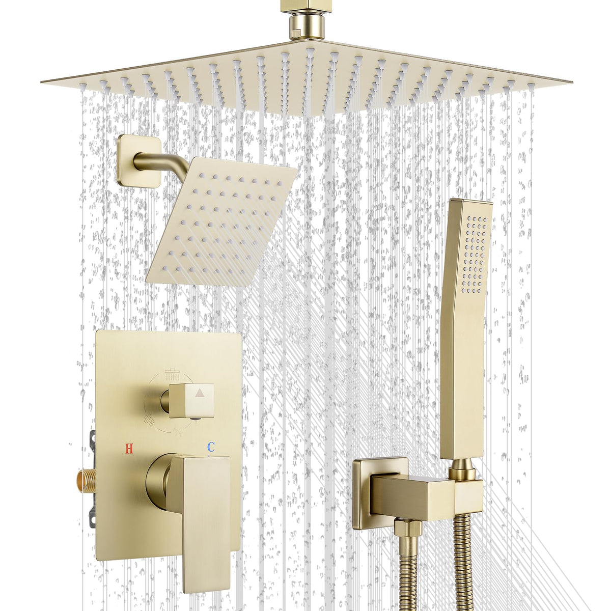 Shower Faucet Set 10‘’ Shower Head,Brush Nickel Shower System