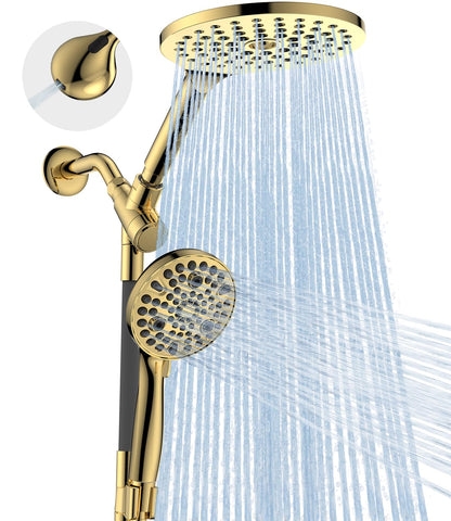 MakeFit Dual Handheld Shower Head Combo, 2-in-1 Rain Shower Heads System 8 Inch Rainfall Shower Head and 10 Modes High Pressure Hand Held Showerhead with Built-in Power Wash