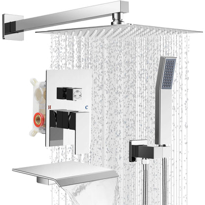 Shower Faucet Set 10‘’ Shower Head,Brush Nickel Shower System