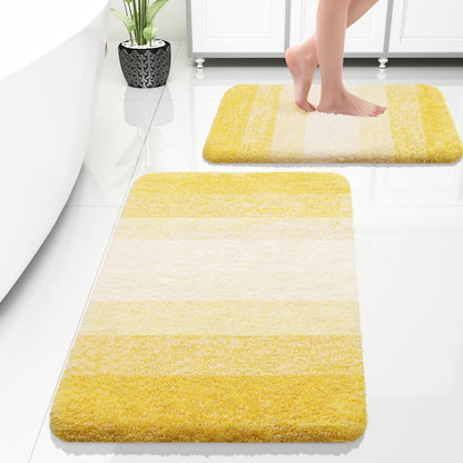 OLANLY Micorfiber Bathroom Rug Set 2 Piece, Soft Absorbent Bath Mats, Grey