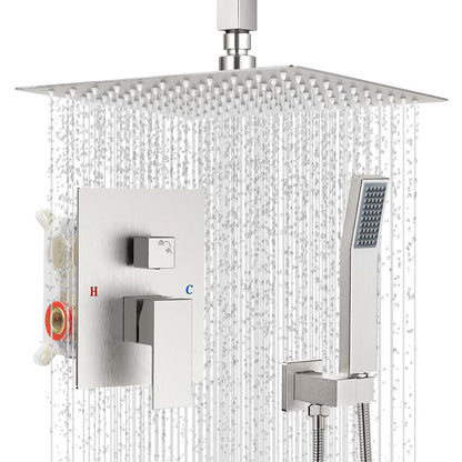 Shower Faucet Set 10‘’ Shower Head,Brush Nickel Shower System