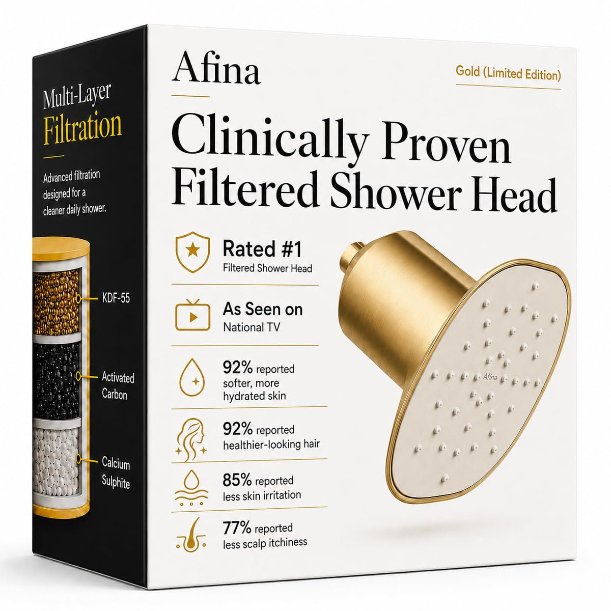 Afina Filtered Shower Head, High Pressure Rainfall (Chrome)