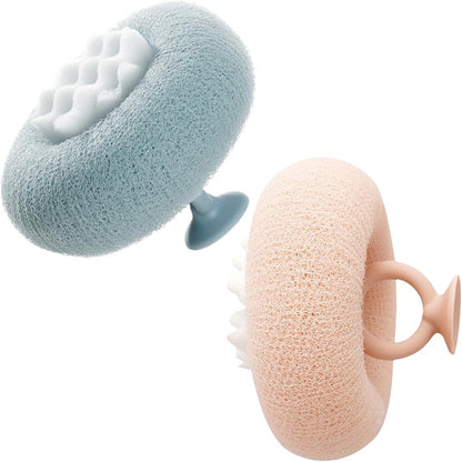 2-Pack(Pink & Cyan) Bath Body Brushes, Exfoliating Body Scrubbers, Bath Sponge Brushes for Body Scrubbing and Enjoyable Showers