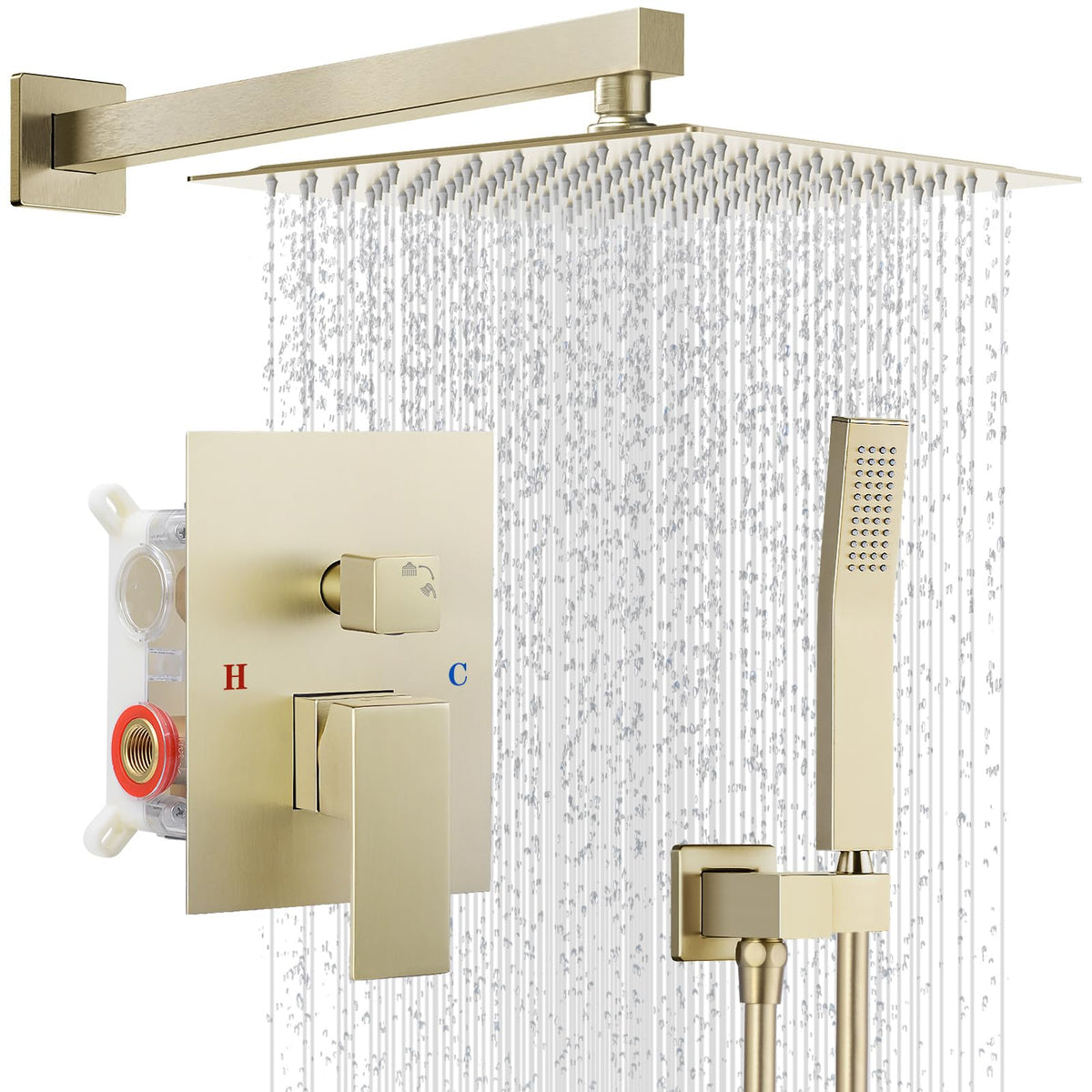 Shower Faucet Set 10‘’ Shower Head,Brush Nickel Shower System
