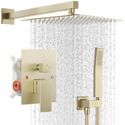 Shower Faucet Set 10‘’ Shower Head,Brush Nickel Shower System