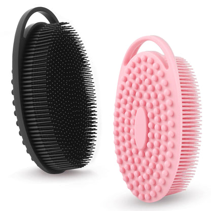 2 Pack Silicone Body Scrubber for Shower, Soft & Gentle Loofah Alternative for Sensitive Skin, Quick-Drying & Hygienic Body Wash Scrubber Brush for Women, Men & Kids (Blue & Green)