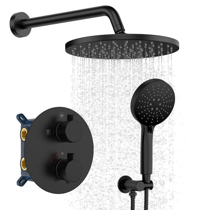 Iriber Brushed Gold Shower Head with Handheld,Rain Shower System Faucet Set