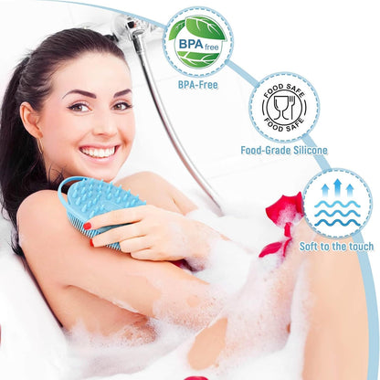 2PCS Silicone Body Scrubber, Blue & Green