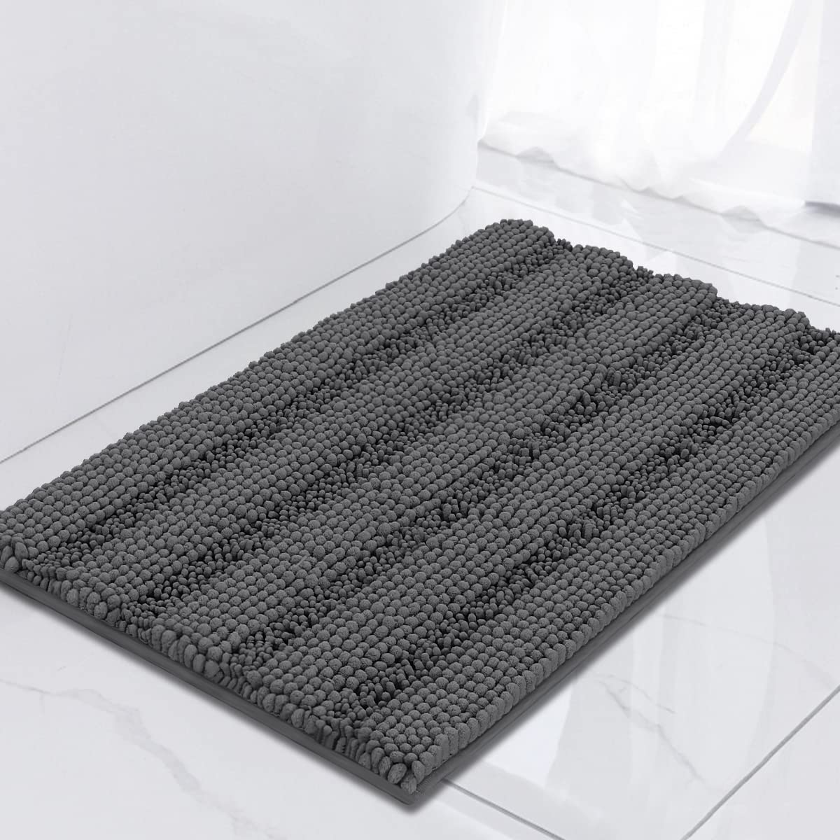 Turquoize Bathroom Runner Rug 17"x47", Soft Absorbent Chenille Bath Rug