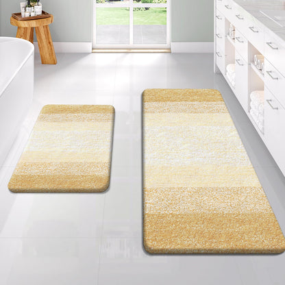 OLANLY Micorfiber Bathroom Rug Set 2 Piece, Soft Absorbent Bath Mats, Grey