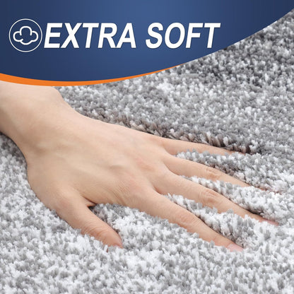 OLANLY Micorfiber Bathroom Rug Set 2 Piece, Soft Absorbent Bath Mats, Grey