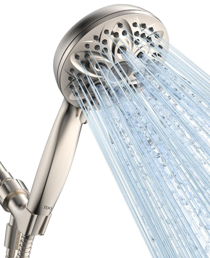 JDO High‑Pressure 6‑Setting Handheld Shower Head, 4.7 Inch Chrome Premium