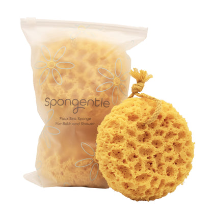Spongentle Loofah Sponge for Shower and Bathing, Bath Sponge with Dual Texture, Shower Pouf for Gentle and Deep Exfoliation, Large Size Body Scrubber for Men & Women, PU Foam, 37% More Lather, 2 Pack