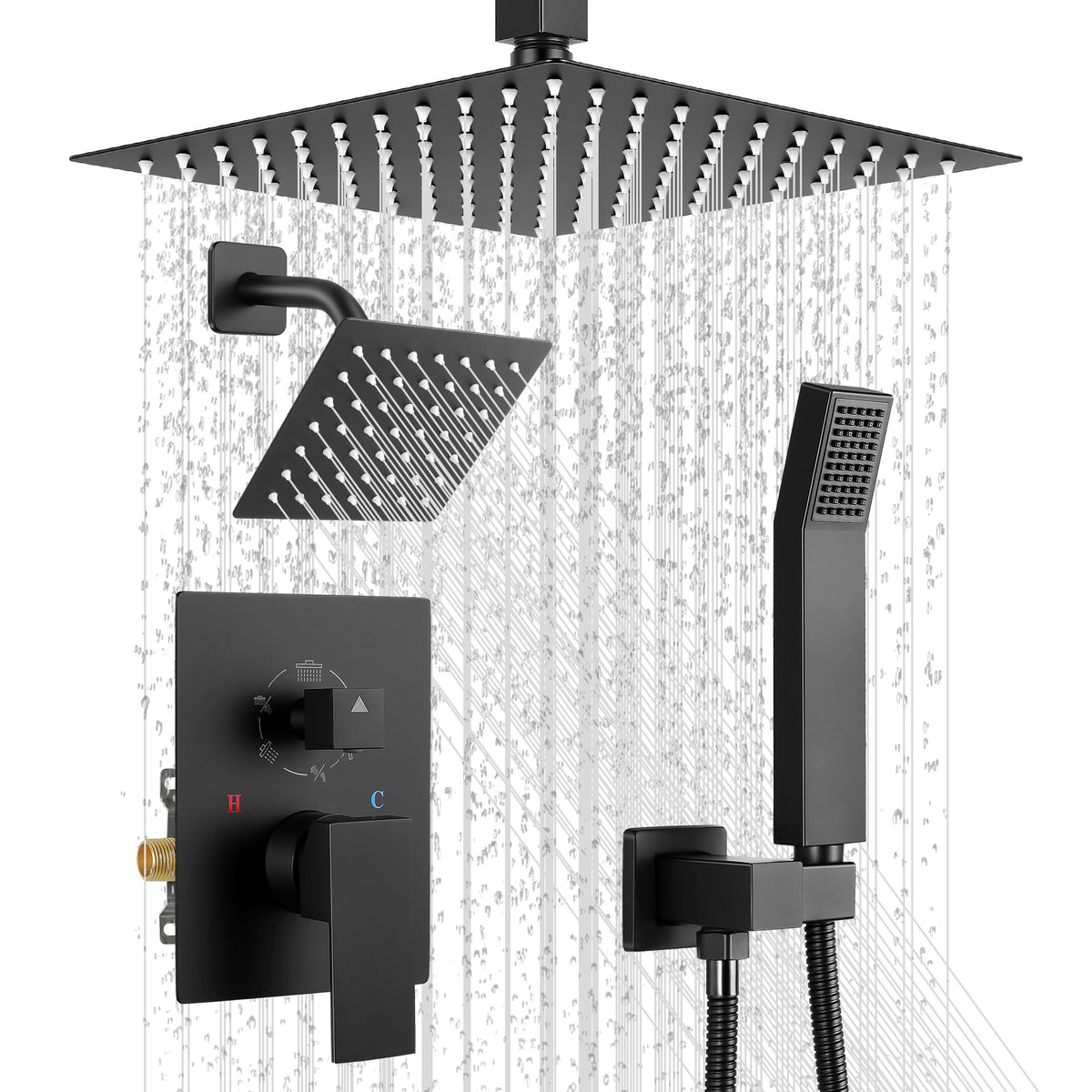 Shower Faucet Set 10‘’ Shower Head,Brush Nickel Shower System
