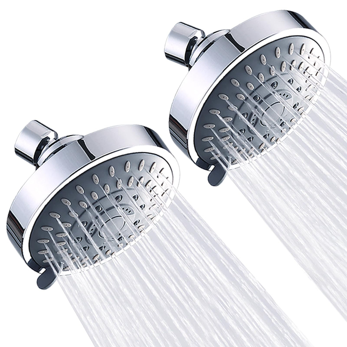AISOSO High Pressure Rain Shower Head 2PCS 5 Modes 4.1 Inch Chrome